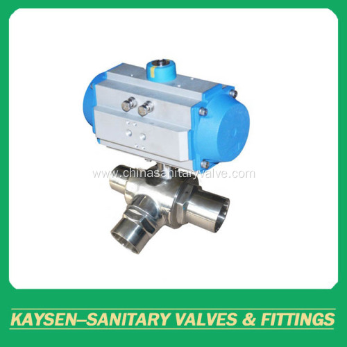 3A Hygienic 3-way ball valves welded pneumatic